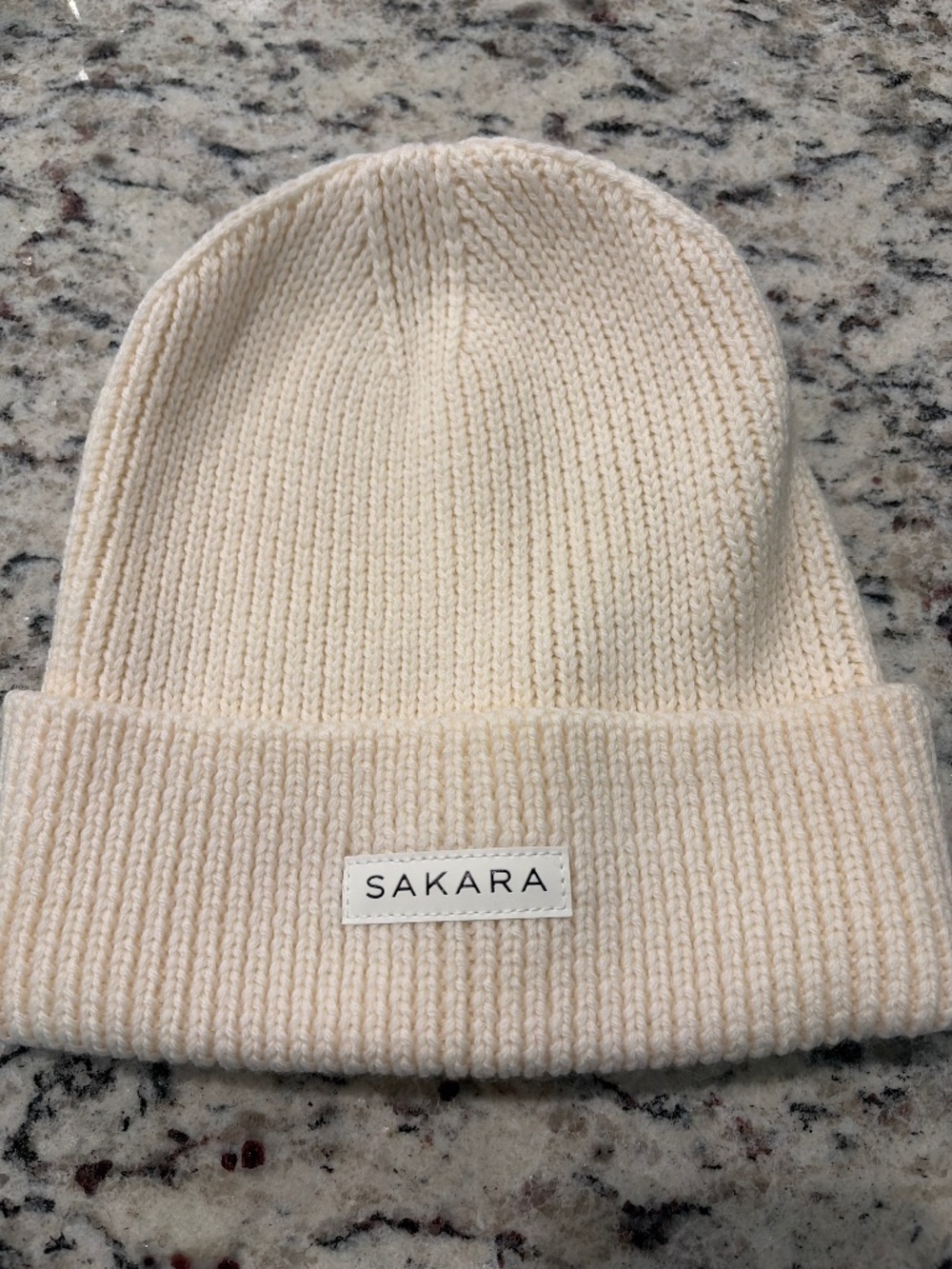 Light cream beanie hat